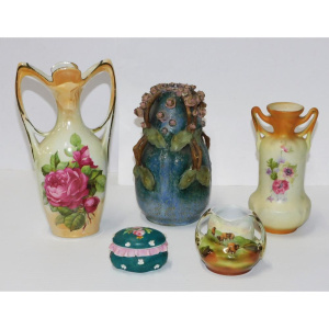 Lot 232 - Group lot of continental ceramics inc Czech Amphora vase - C1900 - Bul