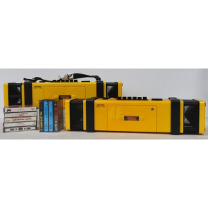 Lot 244 - 2 x Retro bright Yellow 1980s Sharp Stereo Radio Cassette Recorders QT