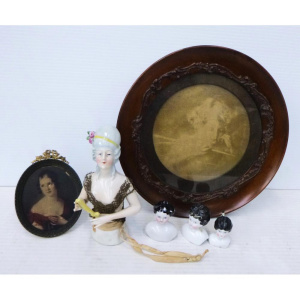 Lot 248 - Group lot of Vintage Items inc, German Porcelain - large half doll ho