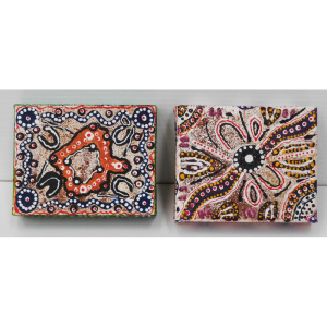 Lot 251 - Kumalie Riley (Active c2000's) 2 x small Framed Aboriginal Oil Paintin