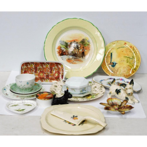 Lot 264 - Group lot vintage ceramics inc Ceramic Dog figures, Japanese Orchid sh
