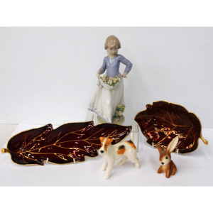 Lot 310 - Group lot ceramics inc Lladro - Precious Petals Model 5894 25cm H, 2 x