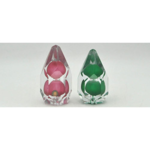 Lot 345 - 2 x vintage Wedgwood Faceted Galaxy Glass Paperweights - Green & P