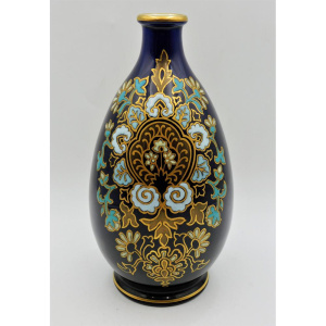 Lot 349 - Vintage Porcelain Vase, pale blue interior, deep blue glazed exterior