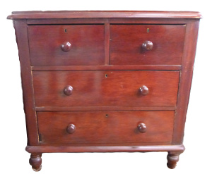 Lot 2 - Small Victorian stained Kauri Pine 4 Drawer Chest - 86cm H