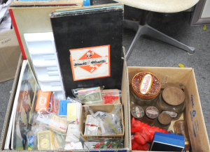 Lot 35 - 2 x Boxes of Mixed Items incl Vintage Monopoly Sets, Bushels Tins, Asso