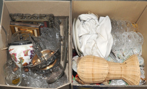 Lot 36 - 2 x Boxes - Mixed items - Heaps Craft Ribbons, wool, Cut Crystal &