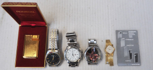 Lot 48 - Small Lot of Watches & Cased Ronson Regal Cigarette Lighter Engrave