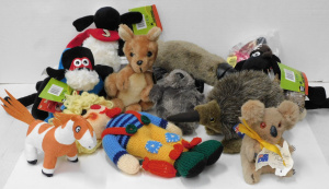 Lot 86 - Box lot of Soft Toys some w tags inc Shaun the Sheep, Platypus, Echidna