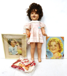Lot 98 - Group lot of Vintage Shirley Temple items inc,1930s Composition Doll ma