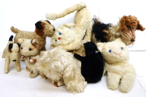 Lot 112 - Group lot of vintage Soft Toy Cats & Dogs inc, pyjama cases, terri