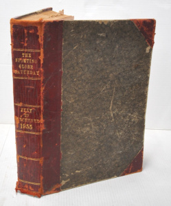 Lot 124 - Vintage HC Bound Vol 1955 The Sporting Globe Newspaper w 1955 Grand fi