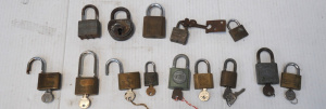 Lot 127 - Lot of Vintage Padlocks incl Nine Locks With Keys & Five Locks Wit