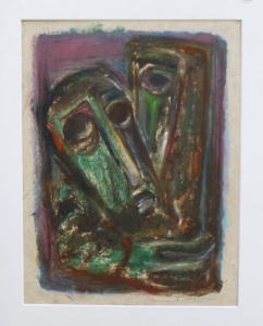 Lot 152 - Teisutis Zikaras (1922-1991) Mounted Mixed Media - Faces - Signed lowe