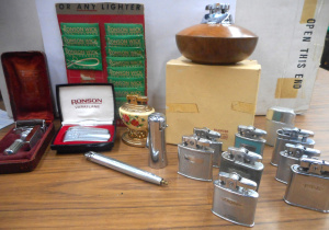 Lot 165 - Group lot Ronson cigarette lighters and accessories, incl Table lighte