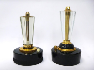 Lot 189 - 2 x Maruman Electric Table Gas Lighters - T8 & T2, Largest 20cm H,