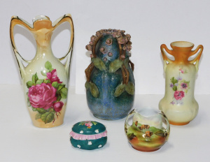 Lot 219 - Group lot of continental ceramics inc Czech Amphora vase - C1900 - Bul