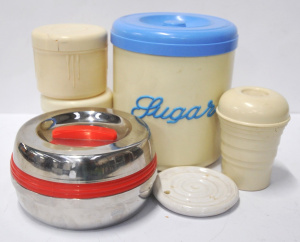 Lot 221 - Small lot - Vintage Kitchen items - white Bakelite Art Deco Quickmix L