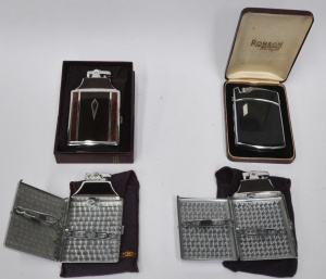 Lot 251 - 4 x Vintage Ronson Mastercase Cigarette Lighters & Cases w Art dec
