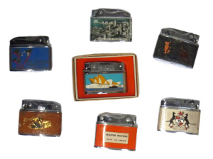 Lot 267 - Group Lot Vintage Novelty Cigarette Lighters featuring Australian subj