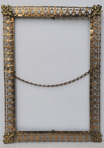 Lot 336 - Vintage Polished Brass Gothic Revival Picture or Mirror Frame - to fit