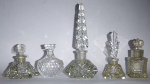 Lot 345 - Group Lot Vintage Cut Crystal Perfume Bottles