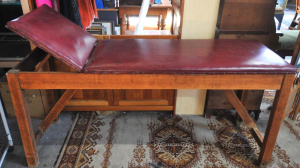 Lot 4 - Vintage c1920-30s Doctors Bench - light stained Oak frame w Adjustable h