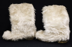Lot 16 - Pair Kitsch 1970s Fur Covered Ladies Boots - approx size 8-9, no brandi