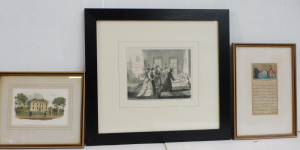 Lot 32 - 3 x Vintage Medical themed framed Engravings inc Woodblock - Opening o