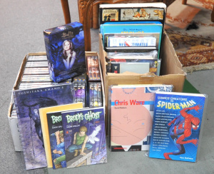 Lot 33 - 2 x Boxes of Buffy DVDs, Assorted Comic Books, Comic Book Ephemera etc