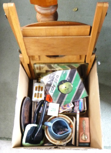 Lot 38 - Box Lot Mixed Items - incl 45 RPM Beatles Single, Footy Cards, Matchbox