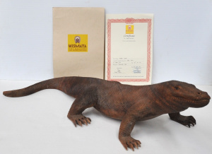 Lot 41 - Large c2012 Carved Teak Figure of a life like Komodo Dragon - with pape