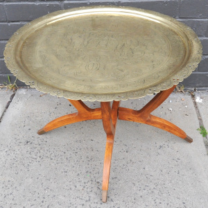 Lot 42 - 1970s Circular Side Table with Brass Lift off top