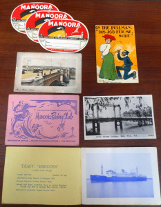 Lot 57 - Group Vintage Travel ephemera, incl Baggage Labels for HMAS Manoora Cru