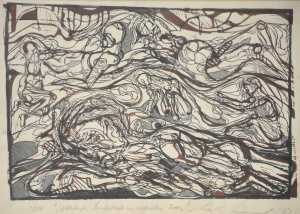 Lot 66 - Artist Unknown Framed Modernist Woodblock print - Abstract Landscape -