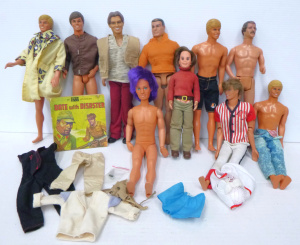 Lot 72 - Box lot of Vintage Boy Character Dolls & accessories inc, assorted