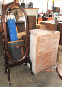 Lot 81 - 2 x Vintage Furniture Items, incl Hardwood Chest of Drawers w Lime Wash