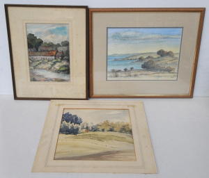 Lot 83 - 3 x Vintage framed or Mounted Watercolours - Robert T Miller (1916 - )