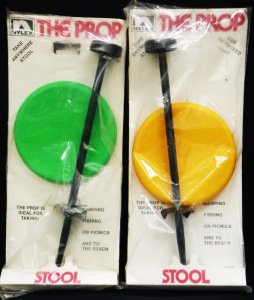 Lot 90 - 2 x 1970s Nylex 'The Prop Stool' - Yellow & Green Stools in Origina