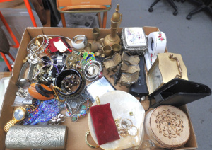 Lot 94 - Box lot Mixed Costume Jewellery & Others incl Watches, Beaded Neck