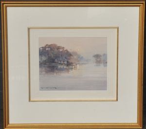 Lot 136 - Ron L Muller (Active c1990s 2010s) Gilt framed Watercolour - Pambula -