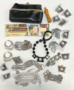 Lot 249 - Qty mainly costume jewellery incl Chunky white metal bracelets, black