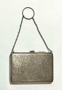 Lot 268 - Victorian ladies Silver card case with chain & loop - chaste work