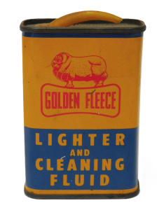 Lot 278 - Vintage Golden Fleece Lighter and Cleaning Fluid Tin, 4 Fluid Ozs, 9cm