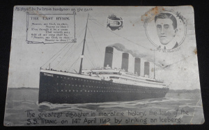 Lot 280 - Vintage Titanic Postcard featuring bandmaster Mr Wallace Hartley