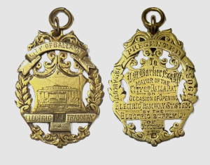 Lot 285 - 1905 15ct rose gold Medallion - City of Ballarat Electric Tramway - pr