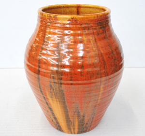 Lot 310 - Vintage c1930s Candy Ware English Art Pottery Vase - orange coloured g