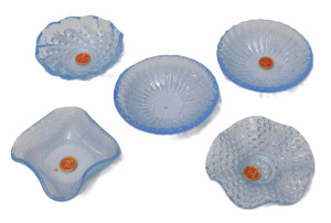 Lot 314 - 5 x Vintage Italian Blue Glass Dishes - Approx 8cm W