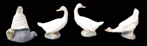 Lot 320 - 4 x Spanish ceramic figures inc Set of 3 Lladro Nao Duck Figures &