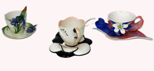 Lot 326 - 3 x Boxed Franz Porcelain Cup & Saucer sets inc Long Tail Hummingb